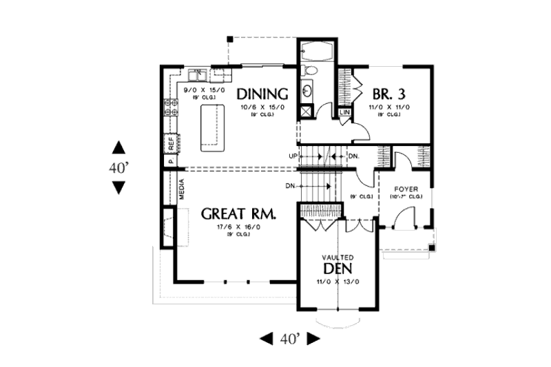 House Plan Design - Floor Plan - Main Floor for Craftsman House Plan #48-399 - 3 bed, 3 bath