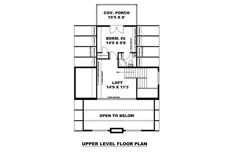 House Design - Floor Plan - Upper Floor for Cabin House Plan #117-981 - 2 bed, 2 bath