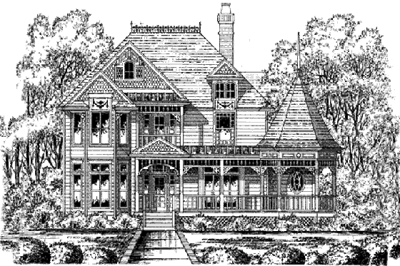Exterior - Front Elevation for Victorian House Plan #40-221 - 4 bed, 3.5 bath