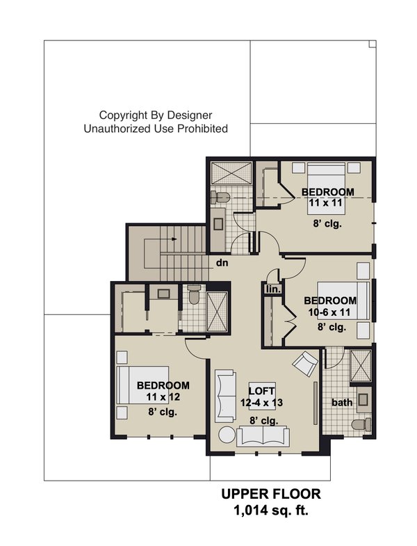 Home Plan - Floor Plan - Upper Floor for Craftsman House Plan #51-1556 - 4 bed, 4.5 bath