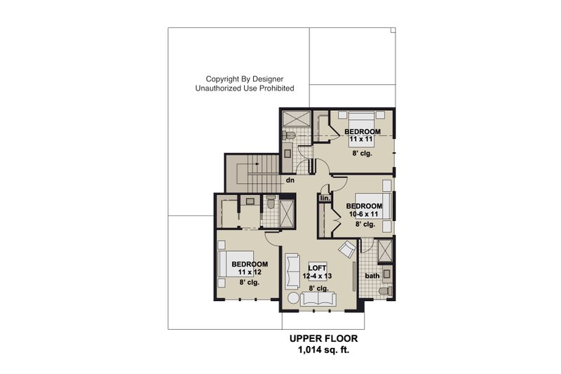 Home Plan - Floor Plan - Upper Floor for Craftsman House Plan #51-1556 - 4 bed, 4.5 bath