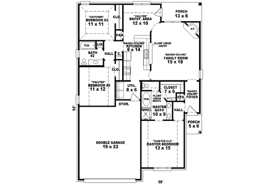 Floor Plan - Main Floor for Traditional House Plan #81-747 - 3 bed, 2 bath