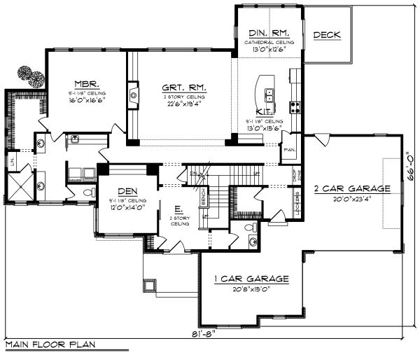 House Plan Design - Craftsman Floor Plan - Main Floor Plan #70-1291