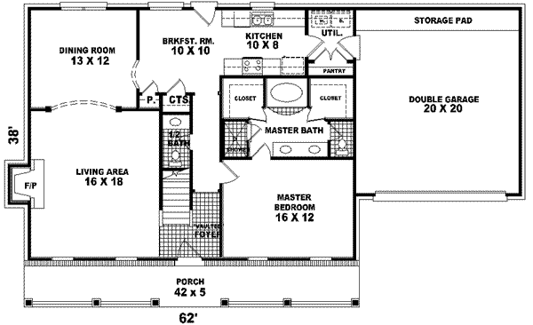 Southern Style House Plan - 3 Beds 2.5 Baths 2312 Sq/Ft Plan #81-468 ...