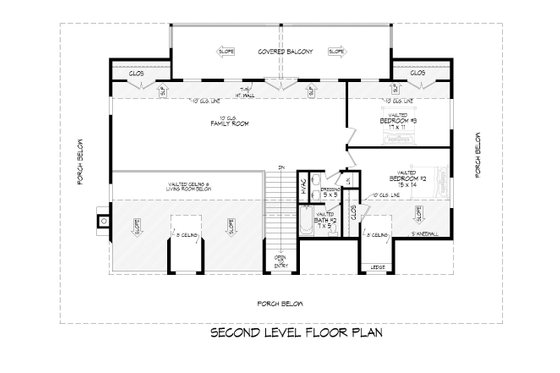 Floor Plan - Upper Floor for Farmhouse House Plan #932-1079 - 3 bed, 2.5 bath