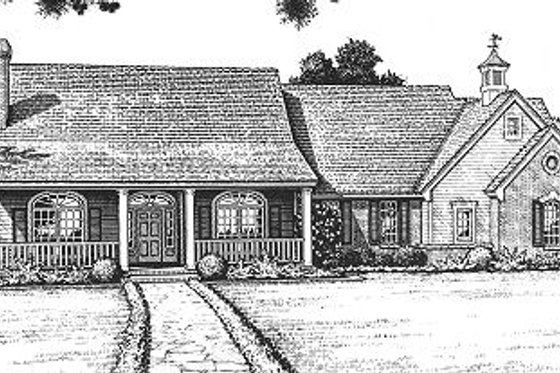 Exterior - Front Elevation for Farmhouse House Plan #310-607 - 3 bed, 2.5 bath