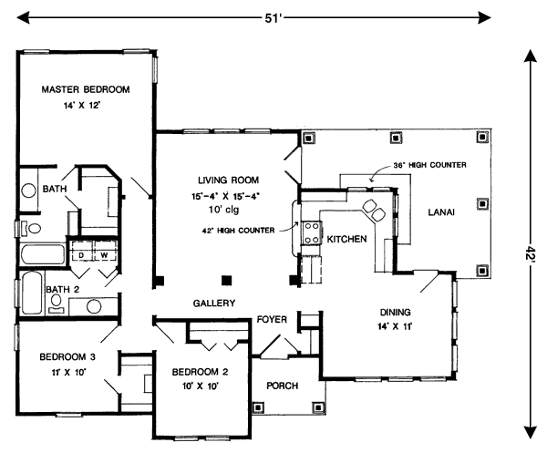 Craftsman Floor Plan - Main Floor Plan #410-161