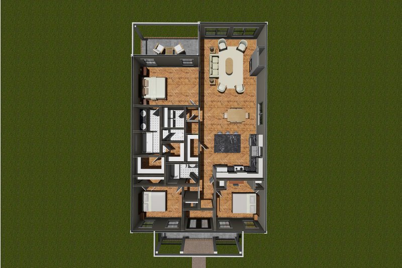 Home Plan - Floor Plan - Main Floor 1 for Cottage House Plan #513-2197 - 3 bed, 2 bath