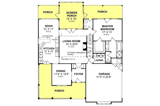 Floor Plan - Main Floor for Farmhouse House Plan #20-181 - 3 bed, 2.5 bath
