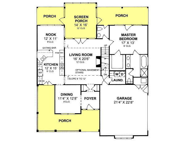 Architectural House Design - Farmhouse Floor Plan - Main Floor Plan #20-181