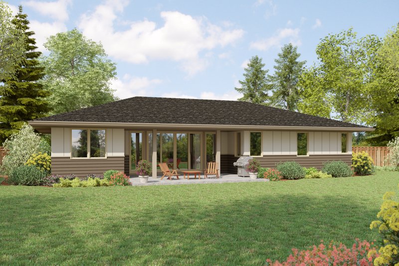 House Plan Design - Exterior - Rear Elevation for Contemporary House Plan #48-1136 - 3 bed, 2 bath