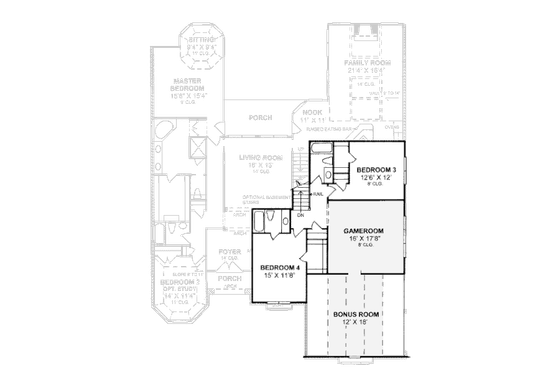 Floor Plan - Upper Floor for European House Plan #20-300 - 4 bed, 4.5 bath