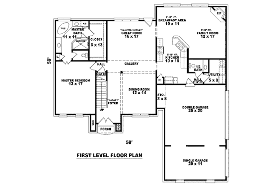 Floor Plan - Main Floor for European House Plan #81-909 - 4 bed, 3.5 bath