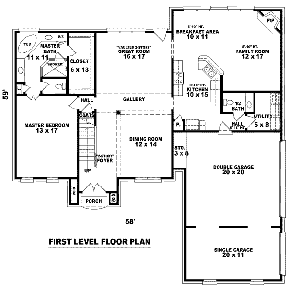 Floor Plan - Main Floor for European House Plan #81-909 - 4 bed, 3.5 bath