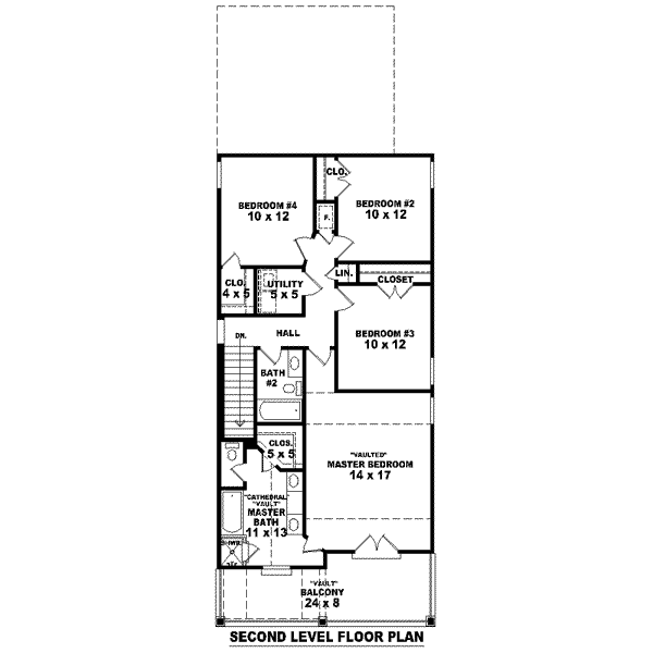 Colonial Floor Plan - Upper Floor Plan #81-1371