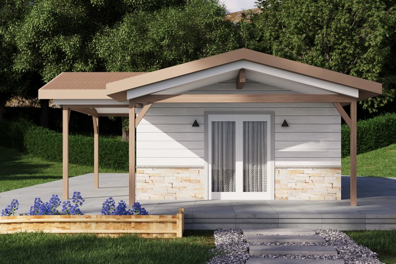 Home Plan - Exterior - Front Elevation 4 for Ranch House Plan #1106-146 - 1 bed, 1 bath