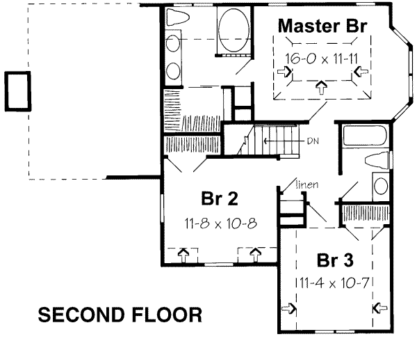 Floor Plan - Upper Floor for Traditional House Plan #312-454 - 3 bed, 2.5 bath
