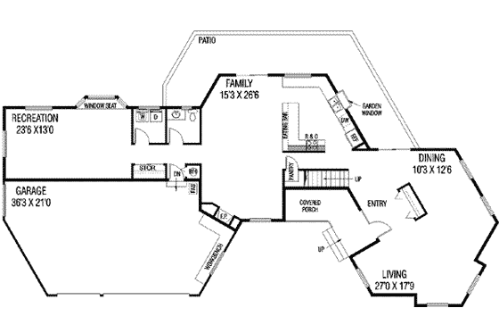 Floor Plan - Main Floor for Mediterranean House Plan #60-529 - 4 bed, 3.5 bath