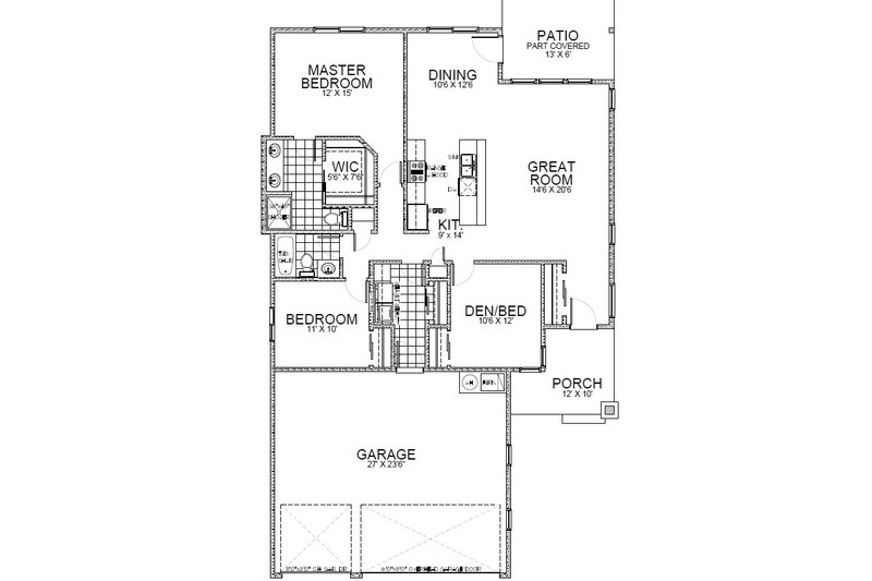 Home Plan - Floor Plan - Main Floor for Contemporary House Plan #112-172 - 3 bed, 2 bath