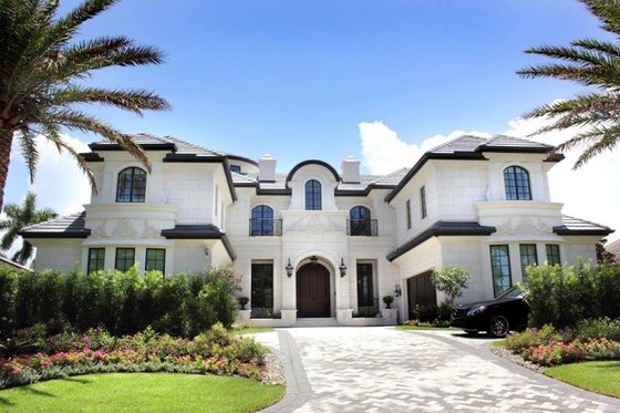 Exterior - Front Elevation for Mediterranean House Plan #548-19 - 4 bed, 6.5 bath