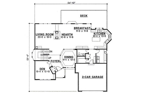 Floor Plan - Main Floor for Traditional House Plan #67-133 - 4 bed, 4 bath