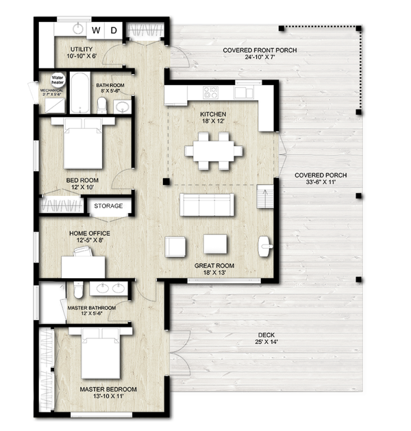 Architectural House Design - Cabin Floor Plan - Main Floor Plan #924-16