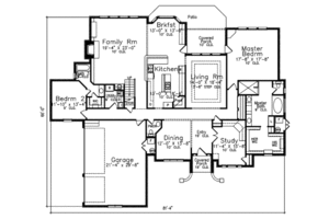 Floor Plan - Main Floor for European House Plan #52-223 - 4 bed, 3.5 bath