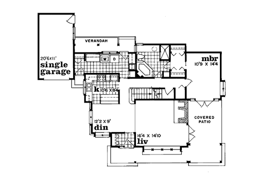 Floor Plan - Main Floor for Cottage House Plan #47-104 - 3 bed, 2 bath