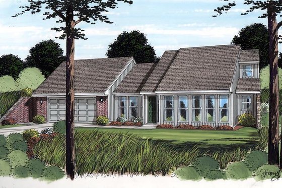 Exterior - Front Elevation for Ranch House Plan #312-769 - 3 bed, 2 bath