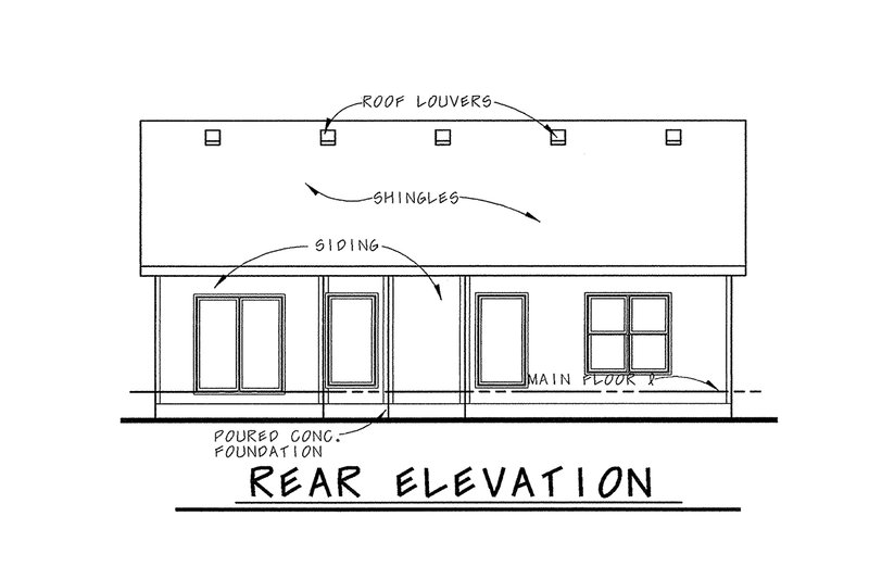 Architectural House Design - Exterior - Rear Elevation for Traditional House Plan #20-1768 - 2 bed, 2 bath