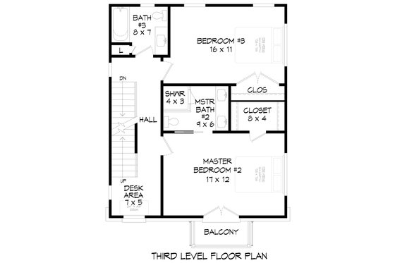 Floor Plan - Upper Floor 1 for Modern House Plan #932-686 - 3 bed, 3.5 bath