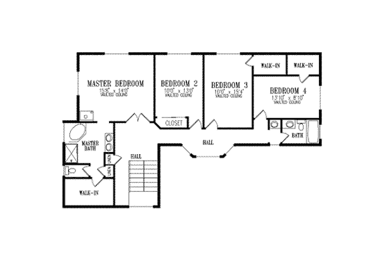 Floor Plan - Upper Floor for Traditional House Plan #1-666 - 5 bed, 3.5 bath