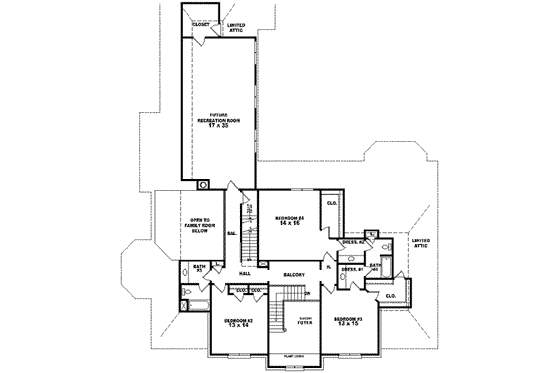 Floor Plan - Upper Floor for European House Plan #81-643 - 4 bed, 4 bath