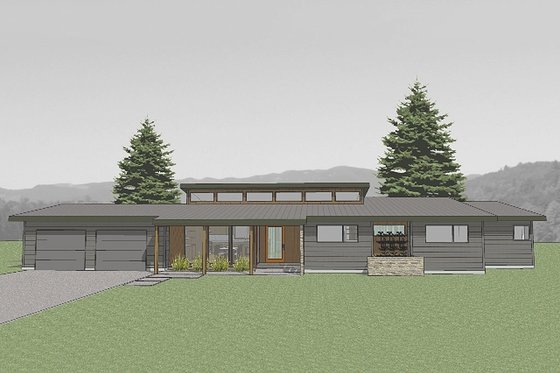 Exterior - Front Elevation for Modern House Plan #519-2 - 3 bed, 2 bath