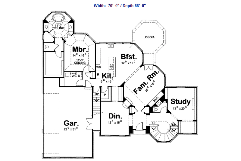 Home Plan - Floor Plan - Main Floor for European House Plan #20-1705 - 4 bed, 4 bath