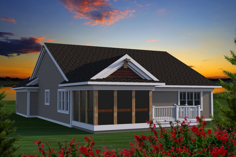 House Blueprint - Exterior - Rear Elevation for Ranch House Plan #70-1190 - 2 bed, 2 bath