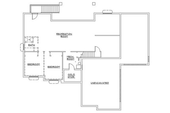 Floor Plan - Lower Floor for Colonial House Plan #5-237 - 5 bed, 3.5 bath