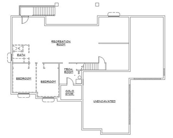 Architectural House Design - Colonial Floor Plan - Lower Floor Plan #5-237