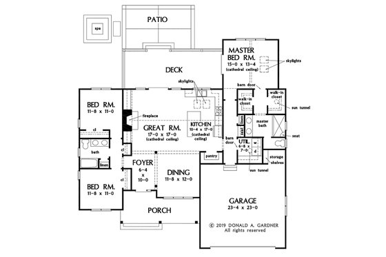Floor Plan - Main Floor for Ranch House Plan #929-1091 - 3 bed, 2 bath