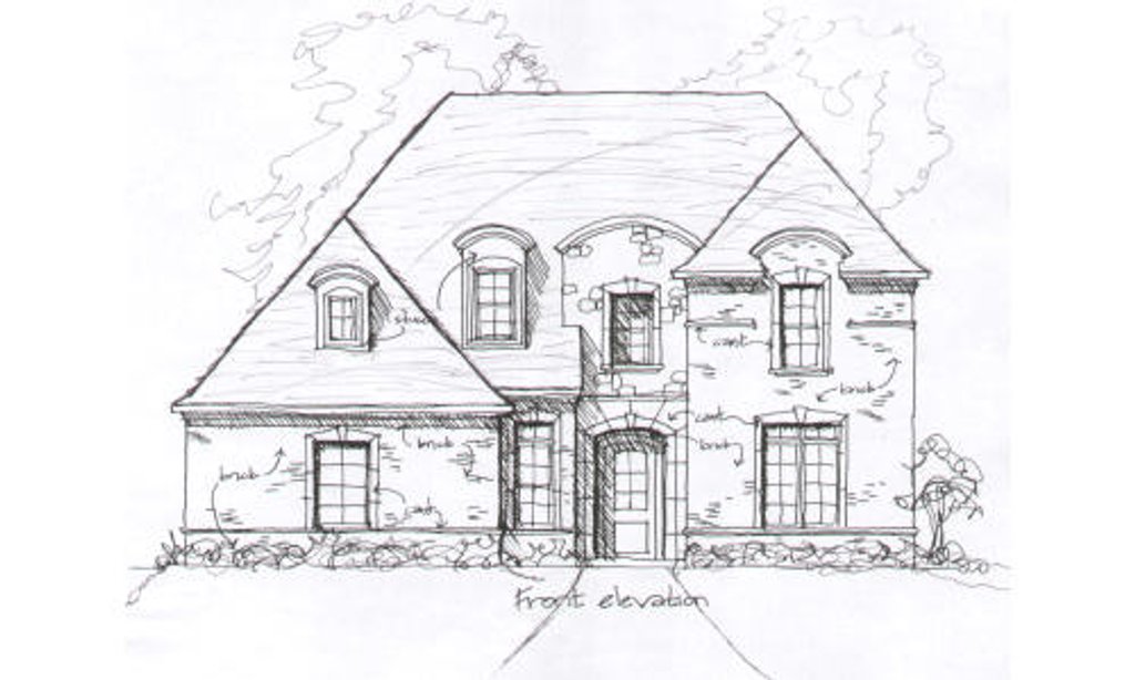Exterior - Front Elevation 2 for European House Plan #141-275 - 3 bed, 3.5 bath