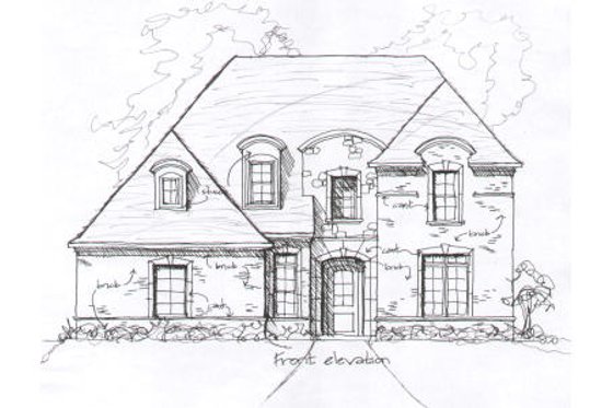 Exterior - Front Elevation for European House Plan #141-275 - 3 bed, 3.5 bath