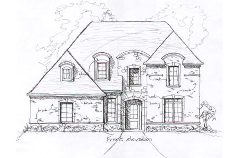 Exterior - Front Elevation 2 for European House Plan #141-275 - 3 bed, 3.5 bath