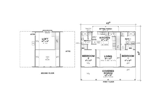Floor Plan - Main Floor for Cabin House Plan #472-452 - 2 bed, 2 bath