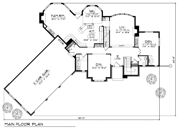 House Plan Design - European Floor Plan - Main Floor Plan #70-525