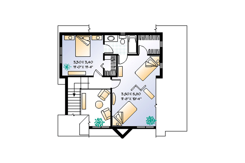 Home Plan - Floor Plan - Upper Floor for Country House Plan #23-2030 - 2 bed, 2 bath