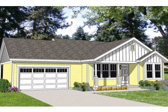 Exterior - Front Elevation for Farmhouse House Plan #116-277 - 2 bed, 2 bath