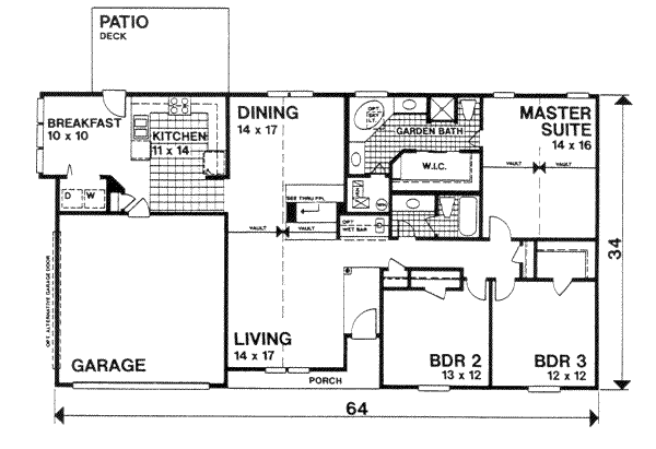 Home Plan - Ranch Floor Plan - Main Floor Plan #30-157