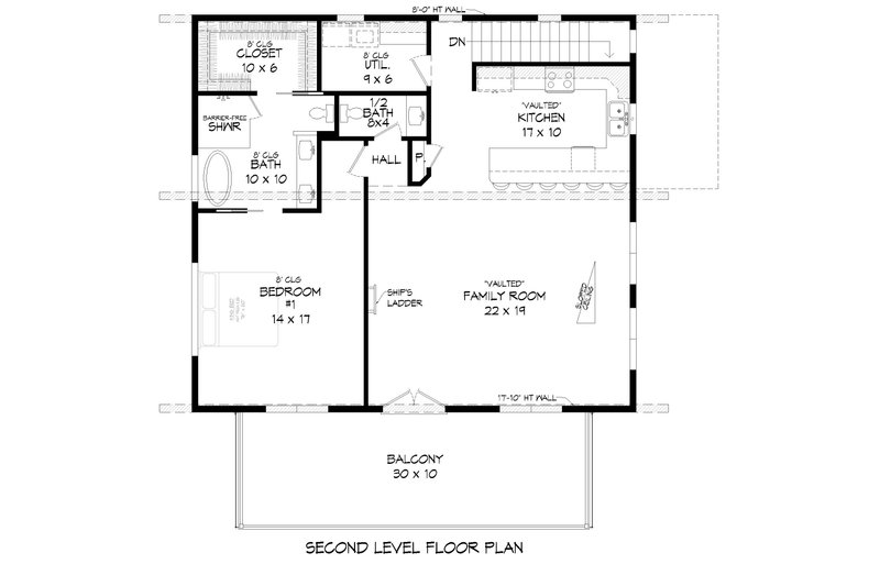 House Design - Floor Plan - Upper Floor for Traditional House Plan #932-545 - 2 bed, 2 bath