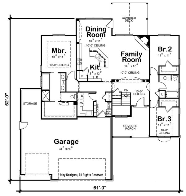 Architectural House Design - Ranch Floor Plan - Main Floor Plan #20-2267