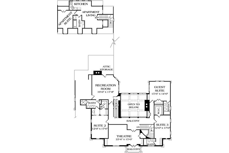 Dream House Plan - Floor Plan - Upper Floor for European House Plan #453-24 - 5 bed, 5.5 bath